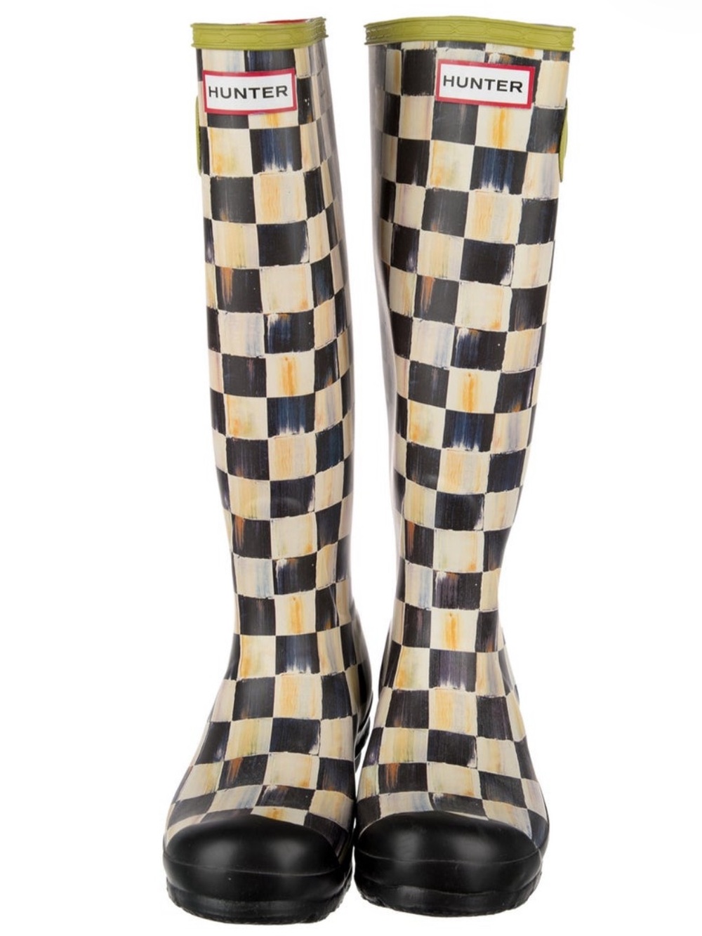 RARE MacKenzie-Childs x Hunter Courtly Check Tall Rain Boots